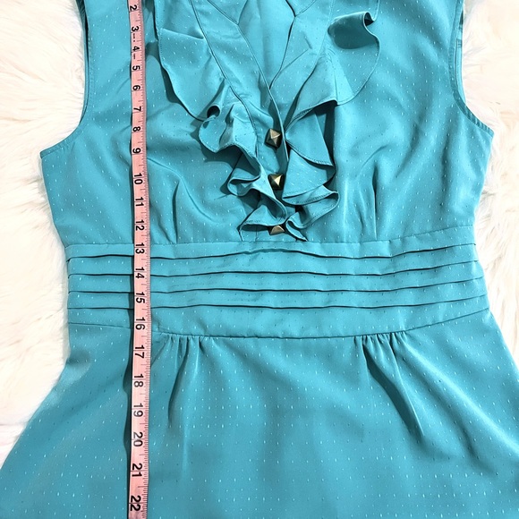 Gianni Binni Sleeveless Ruffled Pleated Business Professional Blouse Size M - Picture 10 of 11